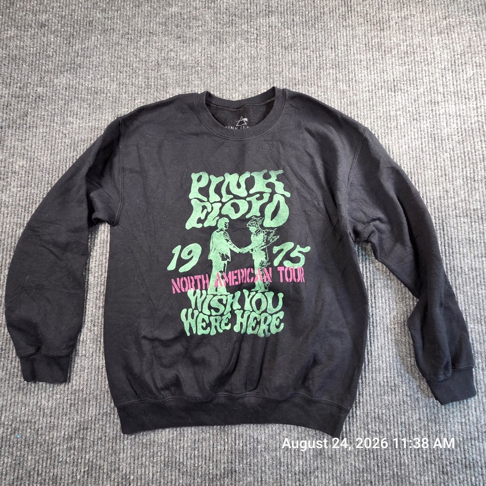 Pink Floyd 1975 North American Tour Wish You Were Here Black Sweatshirt Medium